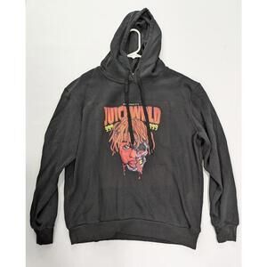 Mens JuiceWorld 999 No Vanity Face Logo Black Long Sleeve Pullover Hoodie Size L